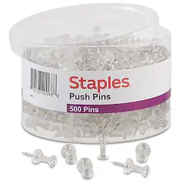 Staples - Push Pins, 500/Pack - Clear