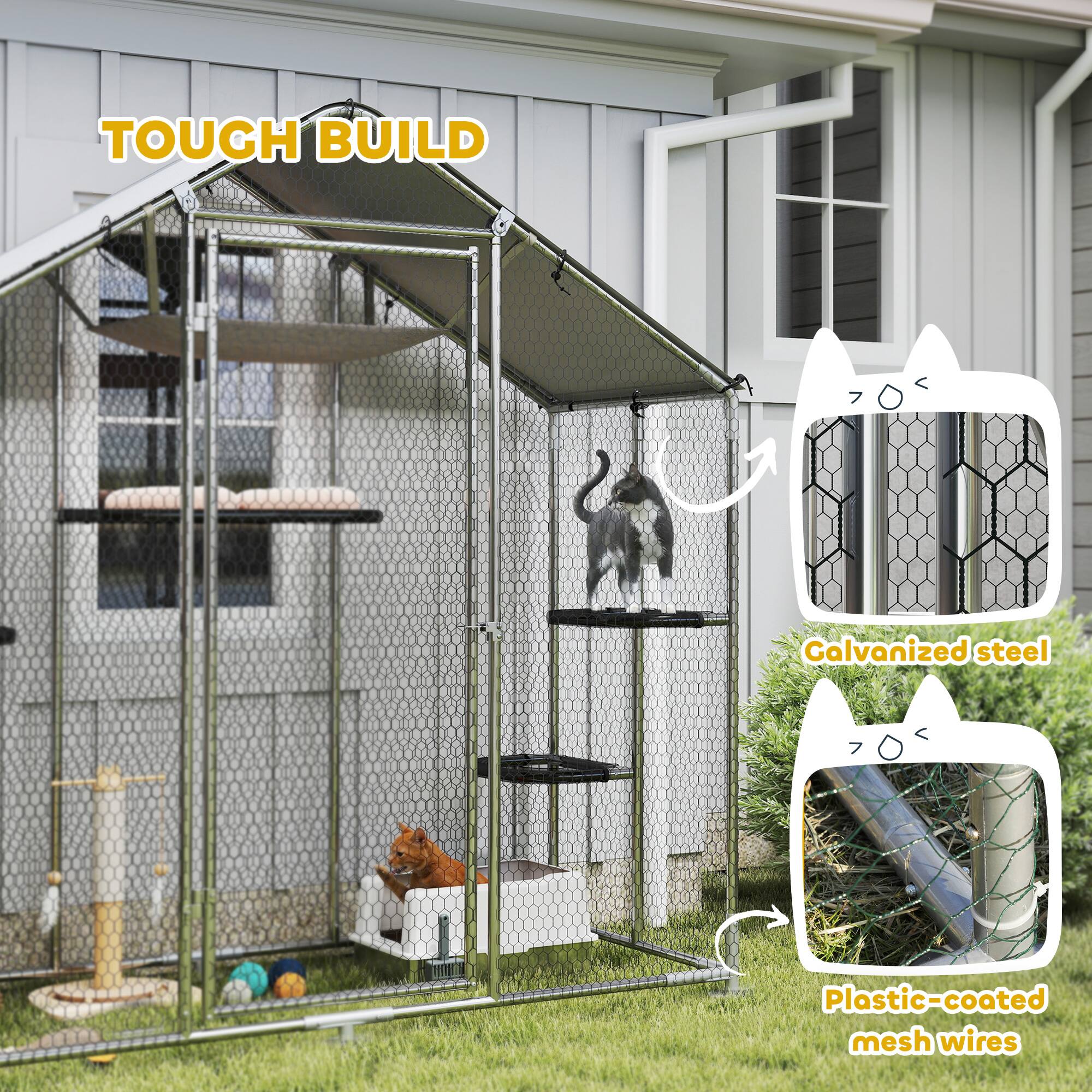 TOUGH BUILD  
Calvanized steel  
Plastic-coated mesh wires