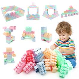 Gymax - 64 pcs Building Blocks for Toddlers Montessori STEM Educational for 18+ Months - Multicolor