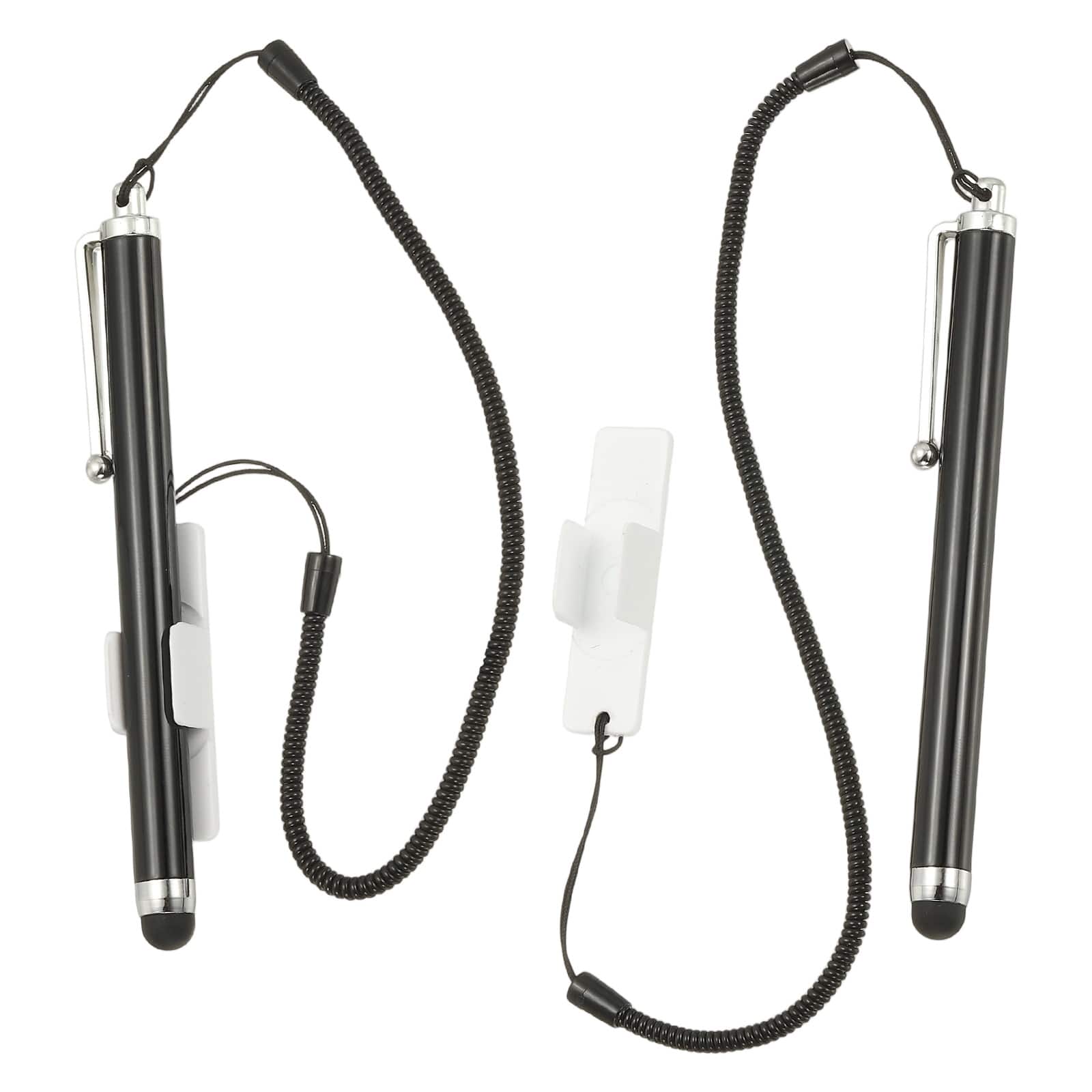 Unique Bargains - 2pcs Screen Capacitive Pen with Spring Rope Fixing Base High Sensitivity for Mobile Phone Car Navigation GPS POS Tablet - Black/White price history on PriceWatchPro