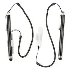 Front. Unique Bargains - 2pcs Screen Capacitive Pen with Spring Rope Fixing Base High Sensitivity for Mobile Phone Car Navigation GPS POS Tablet - Black/White.
