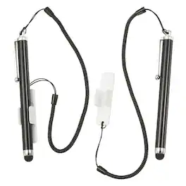 Unique Bargains - 2pcs Screen Capacitive Pen with Spring Rope Fixing Base High Sensitivity for Mobile Phone Car Navigation GPS POS Tablet - Black/White