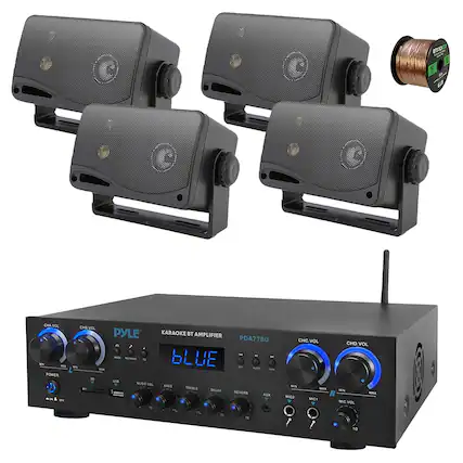 Pyle Karaoke BT Amplifier PDA77BU
- Power
- CHA Vol
- CHB Vol
- CHC Vol
- CHD Vol
- Mic Vol
- Music Vol
- Bass
- Treble
- Delay
- Reverb
- Aux
- Mic1
- Mic2
- USB
- SD
- Bluetooth
- Mic1 Vol
- Mic2 Vol
- CHC Vol
- CHD Vol
- Reverb
- Aux
- Mic1
- Mic2
- Mic Vol
- Music Vol
- Bass
- Treble
- Delay