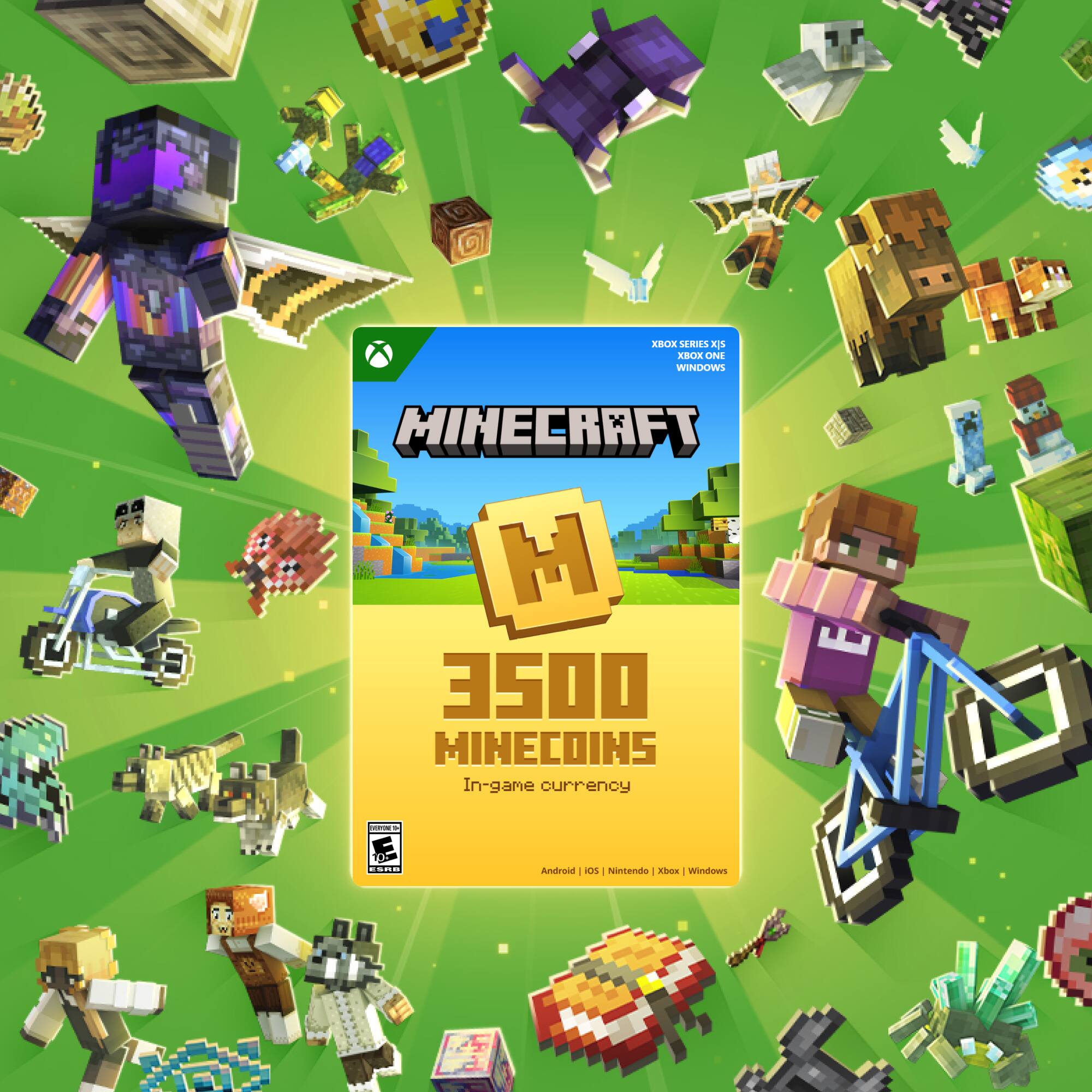 Minecraft  
3500 Minecoins  
In-game currency  
Android | iOS | Nintendo | Xbox | Windows