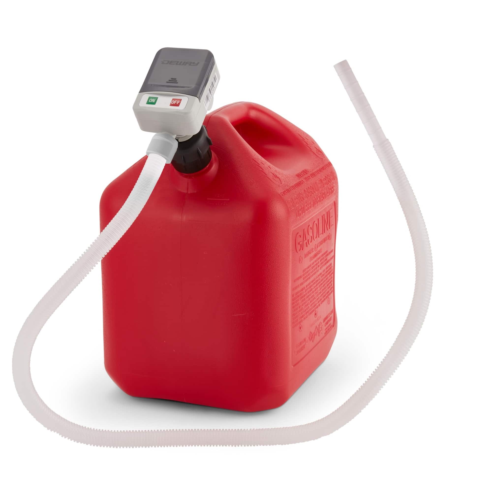 Deway - Fuel Transfer Pump, Battery Powered, 51" Hose with 2.4GPM Basic Clip-On Nozzle & 3 Adapters - Grey