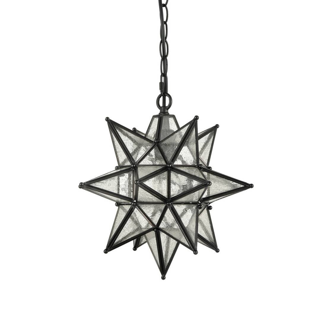 Alt View 4. MOOSE - Moravian Star Pendant Light Chandelier Seeded Glass Black 13 - Black.