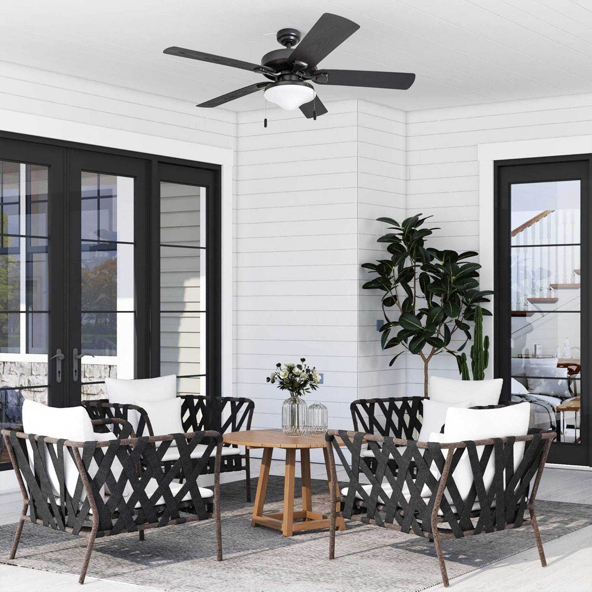 Alt View 3. Honeywell - Honeywell Belmar 52 Inch Indoor Outdoor Ceiling Fan with Pull Chain, Bronze - Bronze.