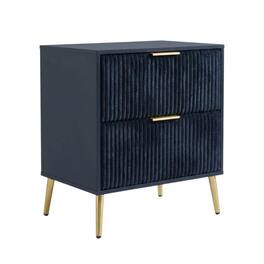 FurniFact - Bedroom Nightstand with Gold Legs and Storage Drawer - Black