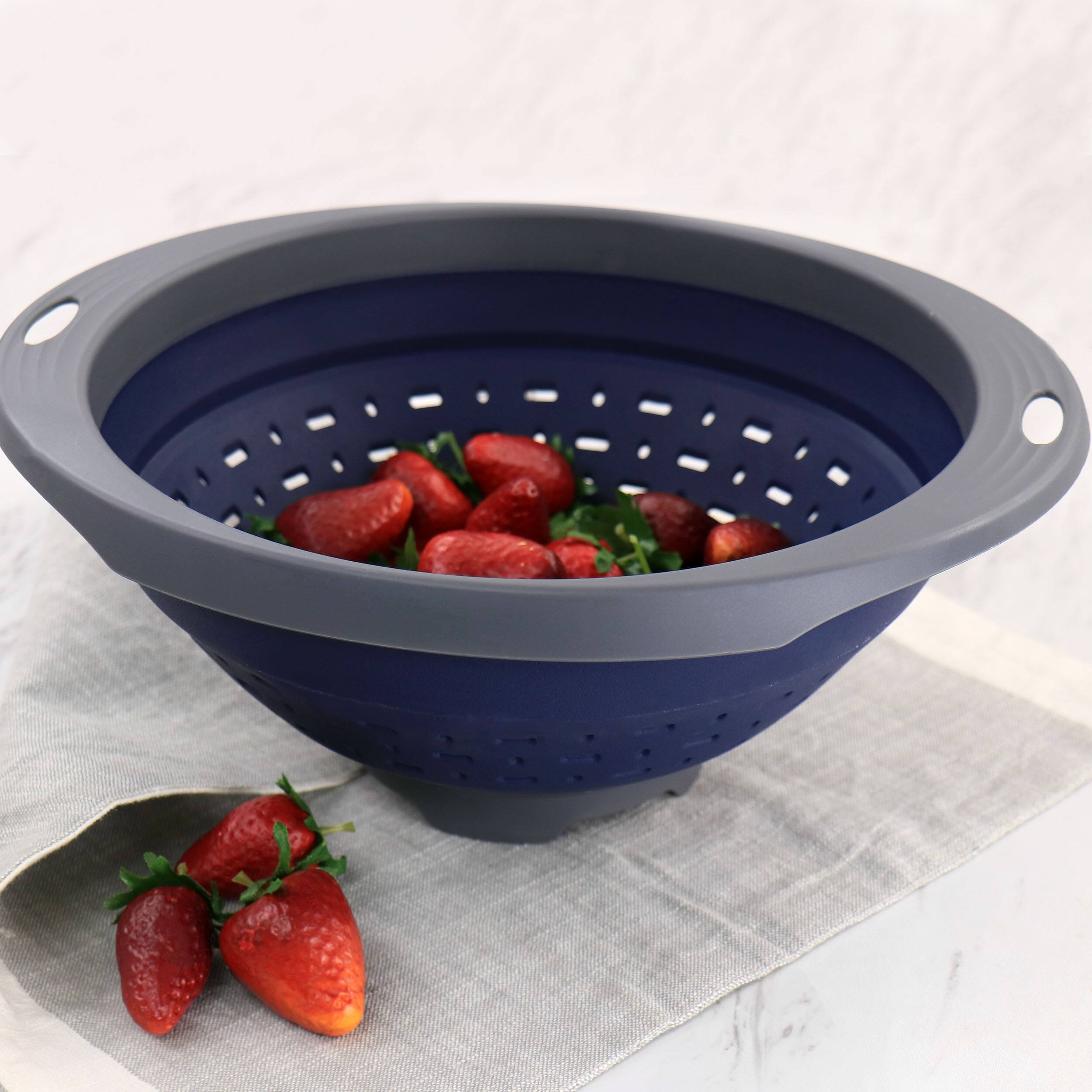 Alt View 5. Oster - Oster Bluemarine Collapsible Polypropylene Colander in Navy - Blue.