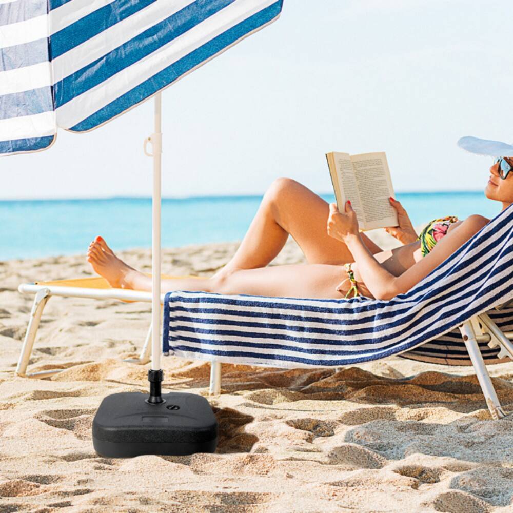 Left. Mondawe - Fillable Patio Umbrella Base with Handle Fit 1.5 Inch Umbrella Poles - Black.