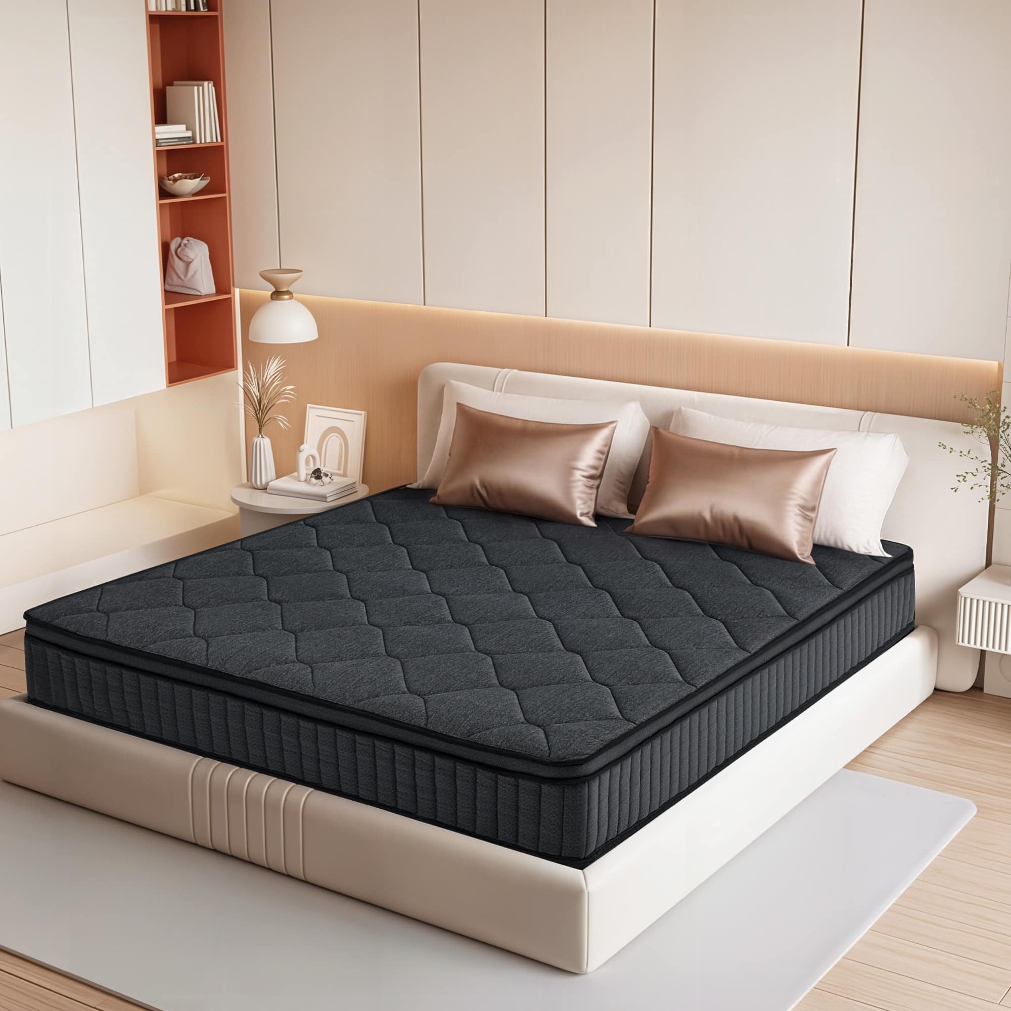 Vipbear - Hybrid Mattress in a Box with Memory Foam & Individual Pocket Springs, Fiberglass Free, CertiPUR-US Certified - Dark gray 12 inch price history on PriceWatchPro