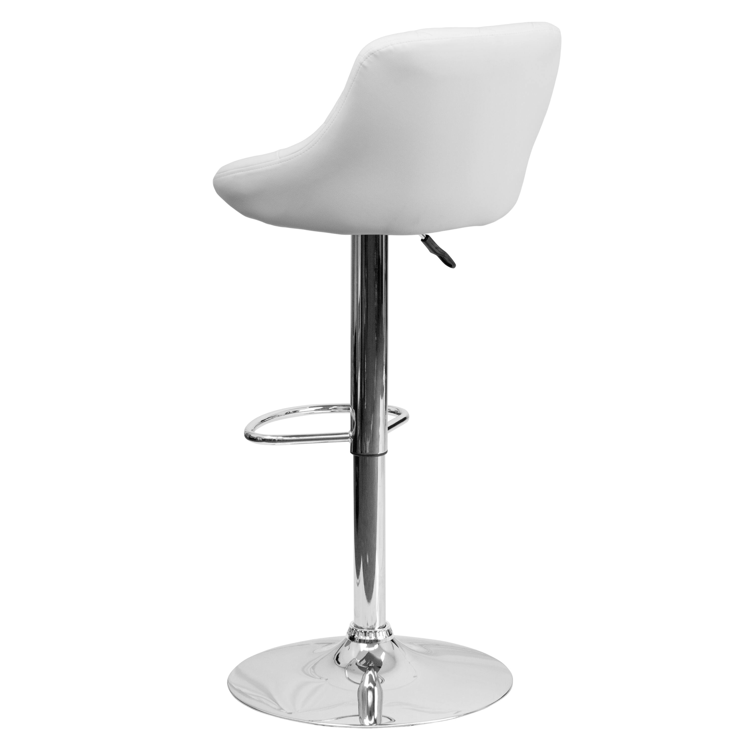 Alt View 5. Emma + Oliver - Bucket Seat Adjustable Height Barstool with Diamond Pattern Back - White.