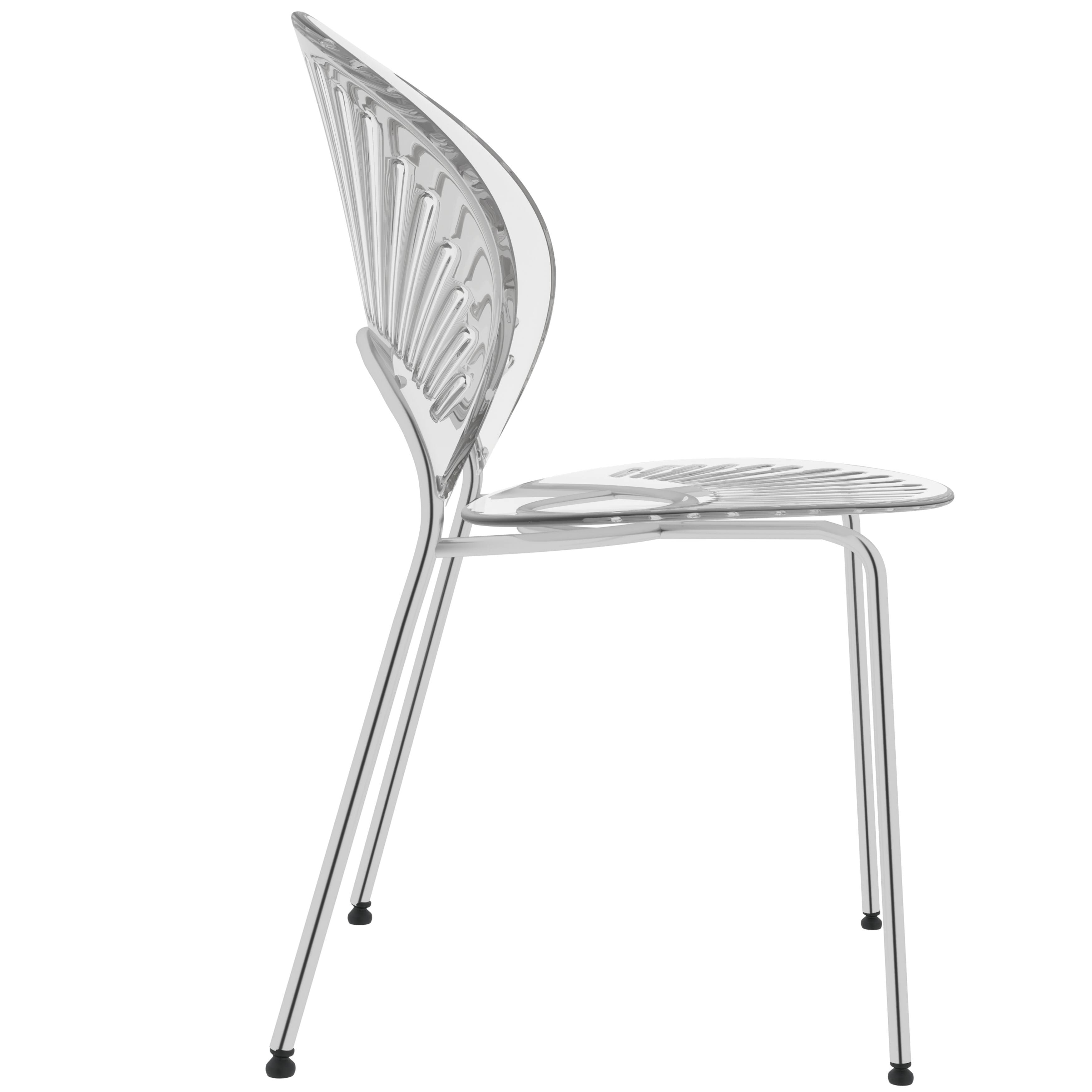 Alt View 2. LeisureMod - Opulent 4-PCS Modern Solid Back Dining Chair, Transparent Glossy Plastic Kitchen Chair, Sled Base - Clear.