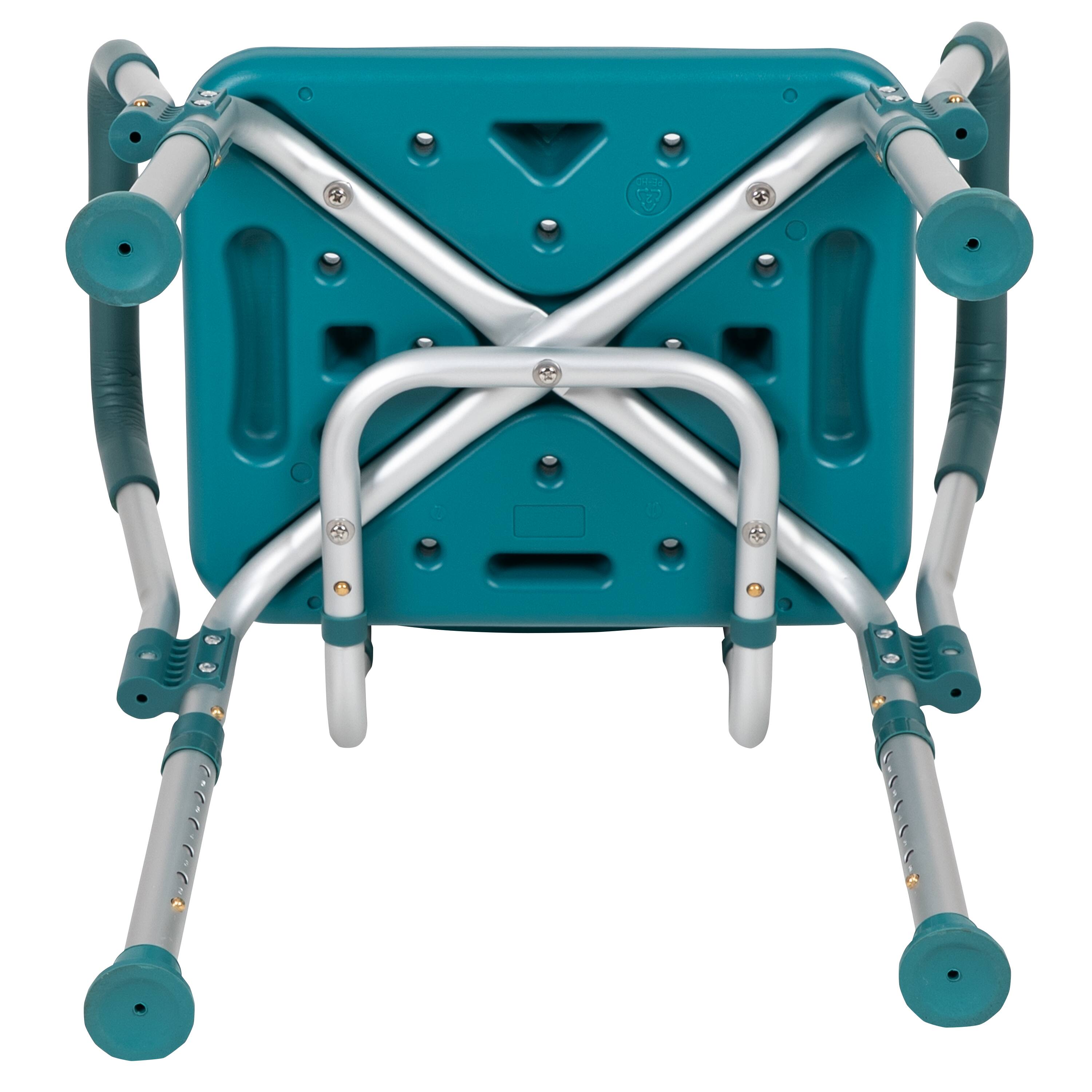 Alt View 10. Emma + Oliver - 300 Lb. Capacity Quick Release Back & Arm Shower Chair - Teal.