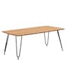 LeisureMod - Elmwood Minimalist Mid-Century Rectangular MDF Coffee Table with Black Iron Frame for Home Living Room - Natural