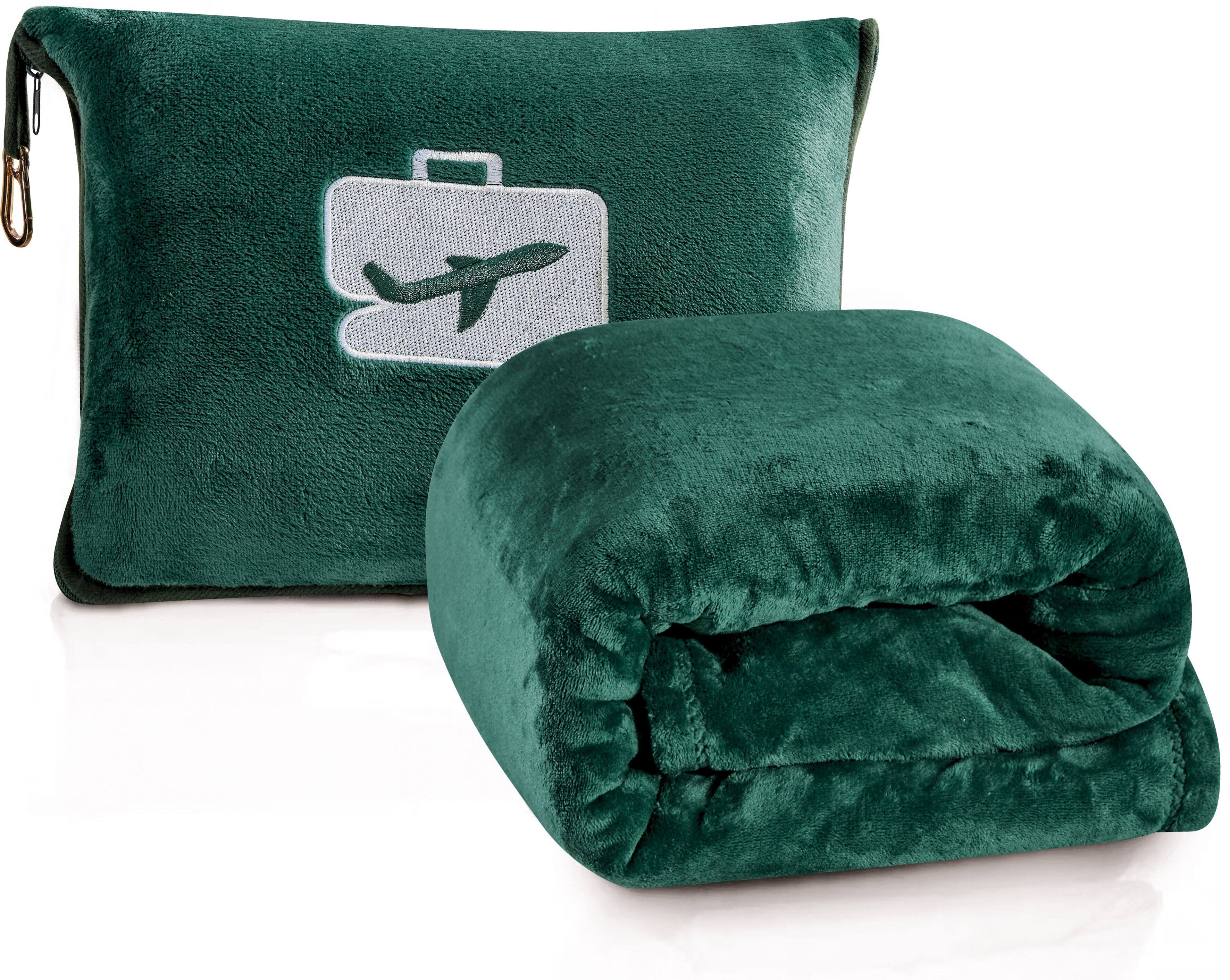 Noble House - Comfort Fly Travel Pillow And Blanket Set - Great For long Or Short Flights - Makes A Great Gift - Teal