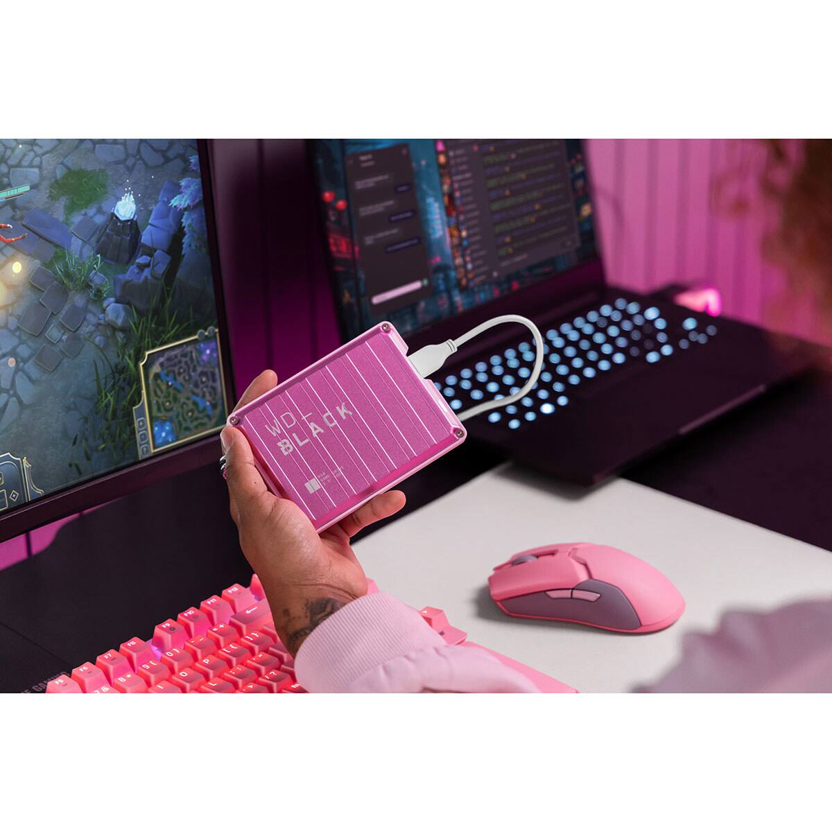 Alt View 6. WD - WD _BLACK P10 Game Drive 2TB USB 3.2 Gen 1 External Hard Drive, Pink - Pink.