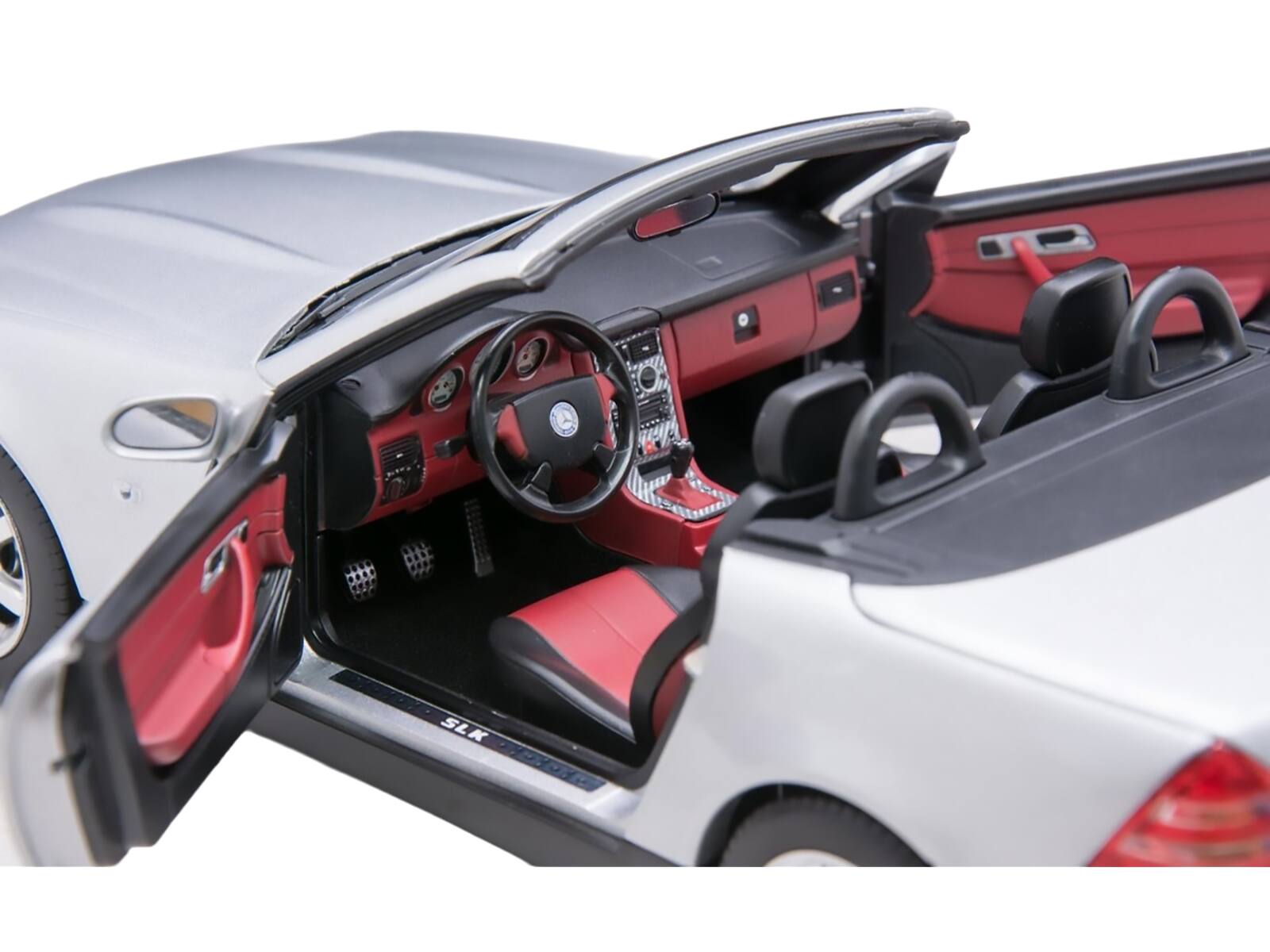 Alt View 3. Norev - 1996 Mercedes-Benz SLK Convertible Brilliant Silver Metallic 1/18 Diecast Model Car by Norev.
