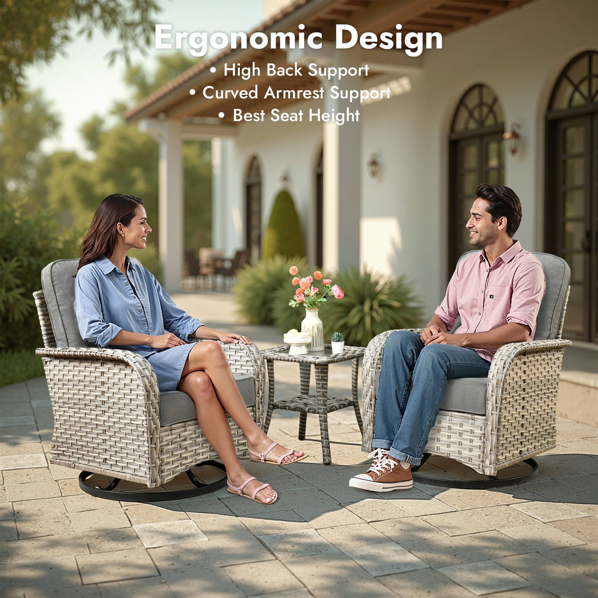 Ergonomic Design

- High Back Support
- Curved Armrest Support
- Best Seat Height