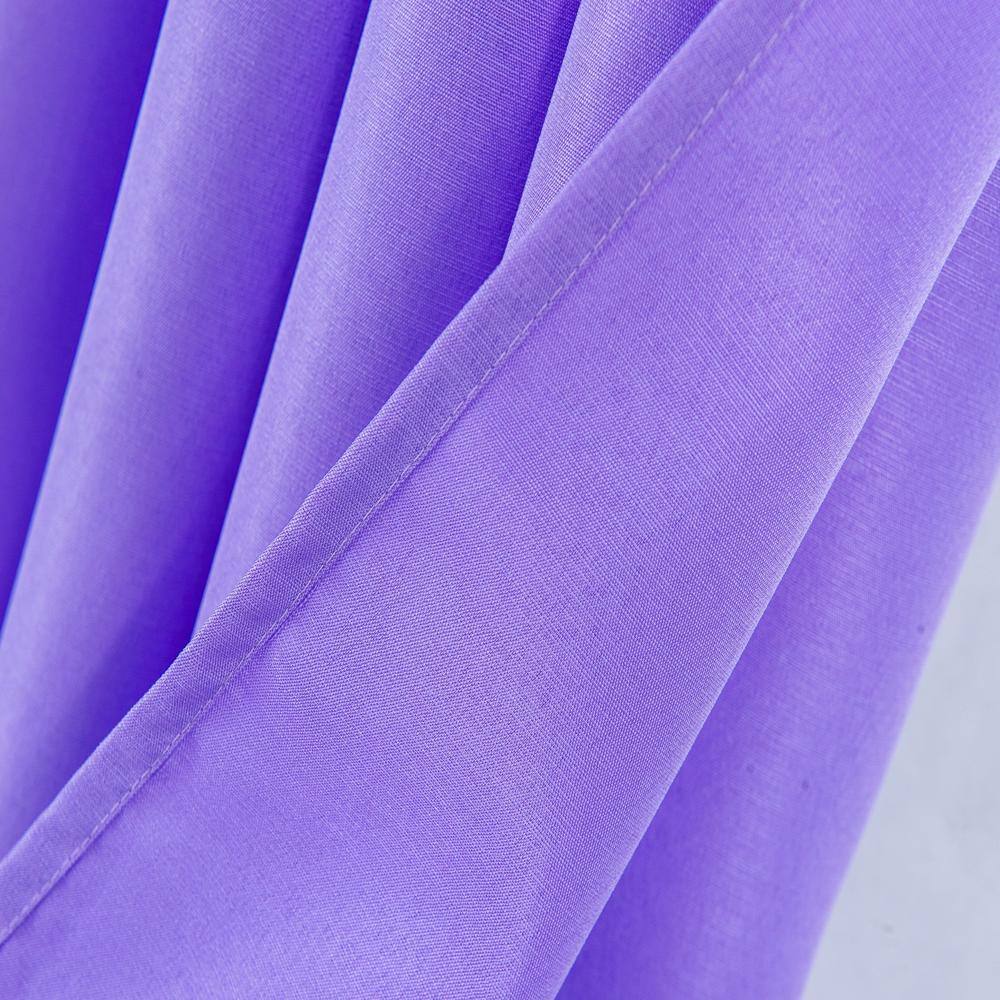 Left. Olivia Gray - Olivia Gray Gilbert Solid Single Grommet Curtain Panel Pair - 54x84" Lilac - Lilac.