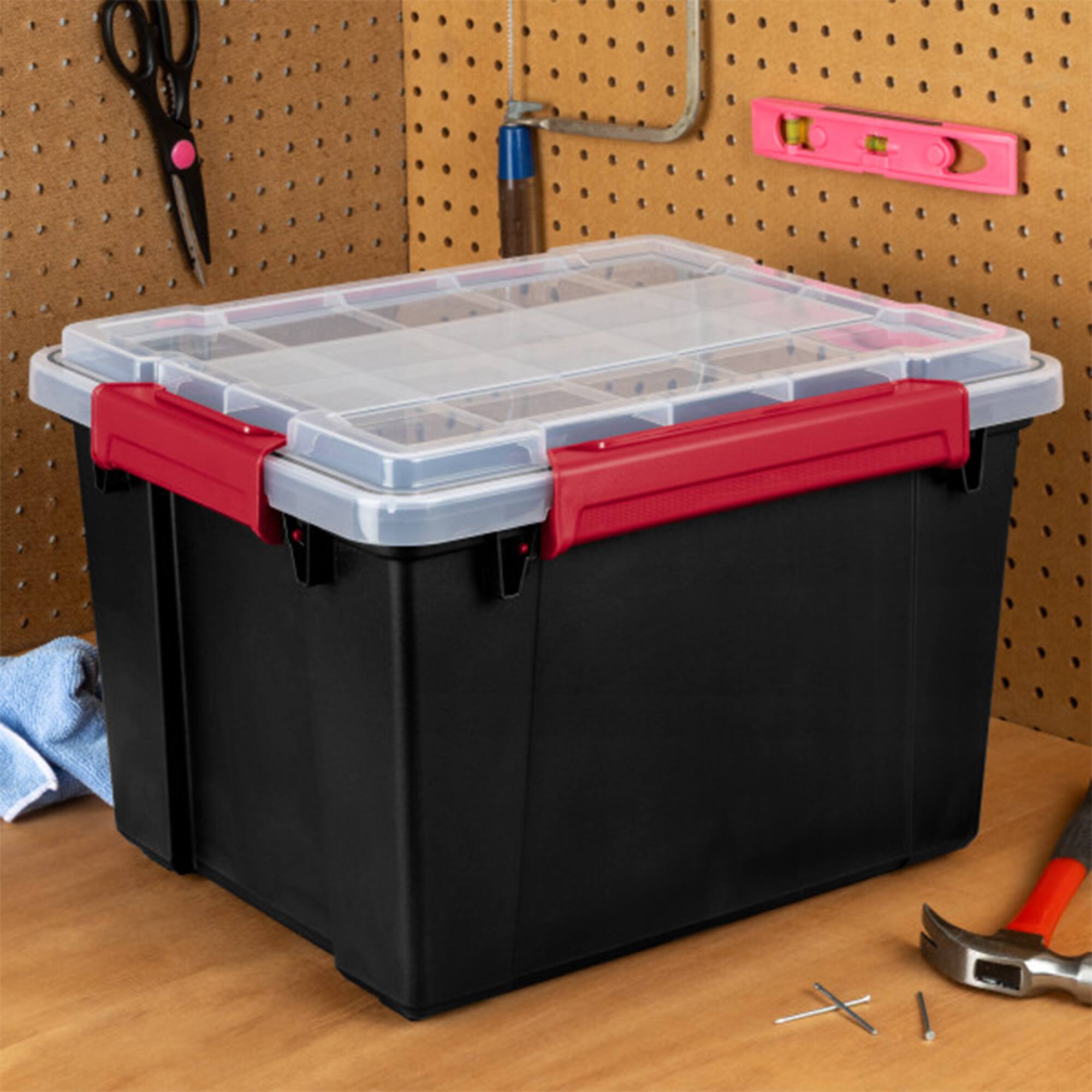 Alt View 3. Sterilite - Sterilite 8.5 Gal Gasket Box, Stackable Storage Container w/ Lid, Black, 4 Pack.