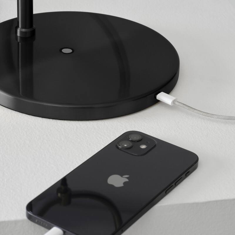 Alt View 1. Brightech - Nova Color RGB LED Modern Industrial Arc Dimmable Bedside Nightstand Desk Lamp - Classic Matte Black.