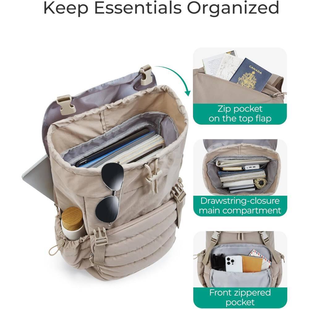Keep Essentials Organized

- Zip pocket on the top flap
- Drawstring-closure main compartment
- Front zippered pocket