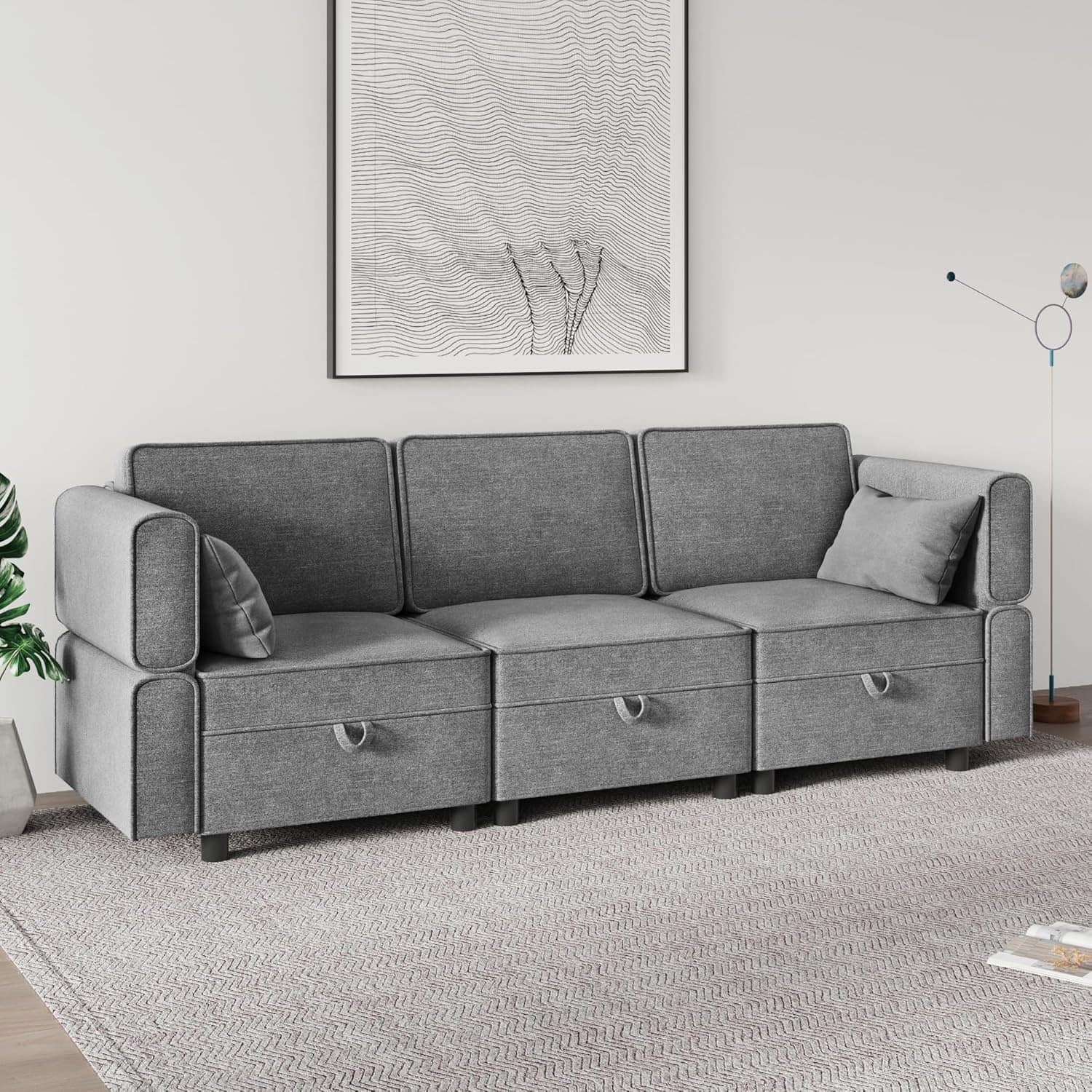 Babevy - 87inch W 3 Seater Couch with Storage - Multiple colors/finishes