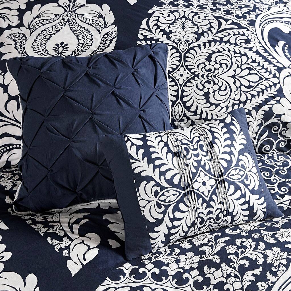 Alt View 3. Gracie Mills - Gracie Mills Muriel Damask Delight 6-Piece Duvet Cover Set - Indigo.