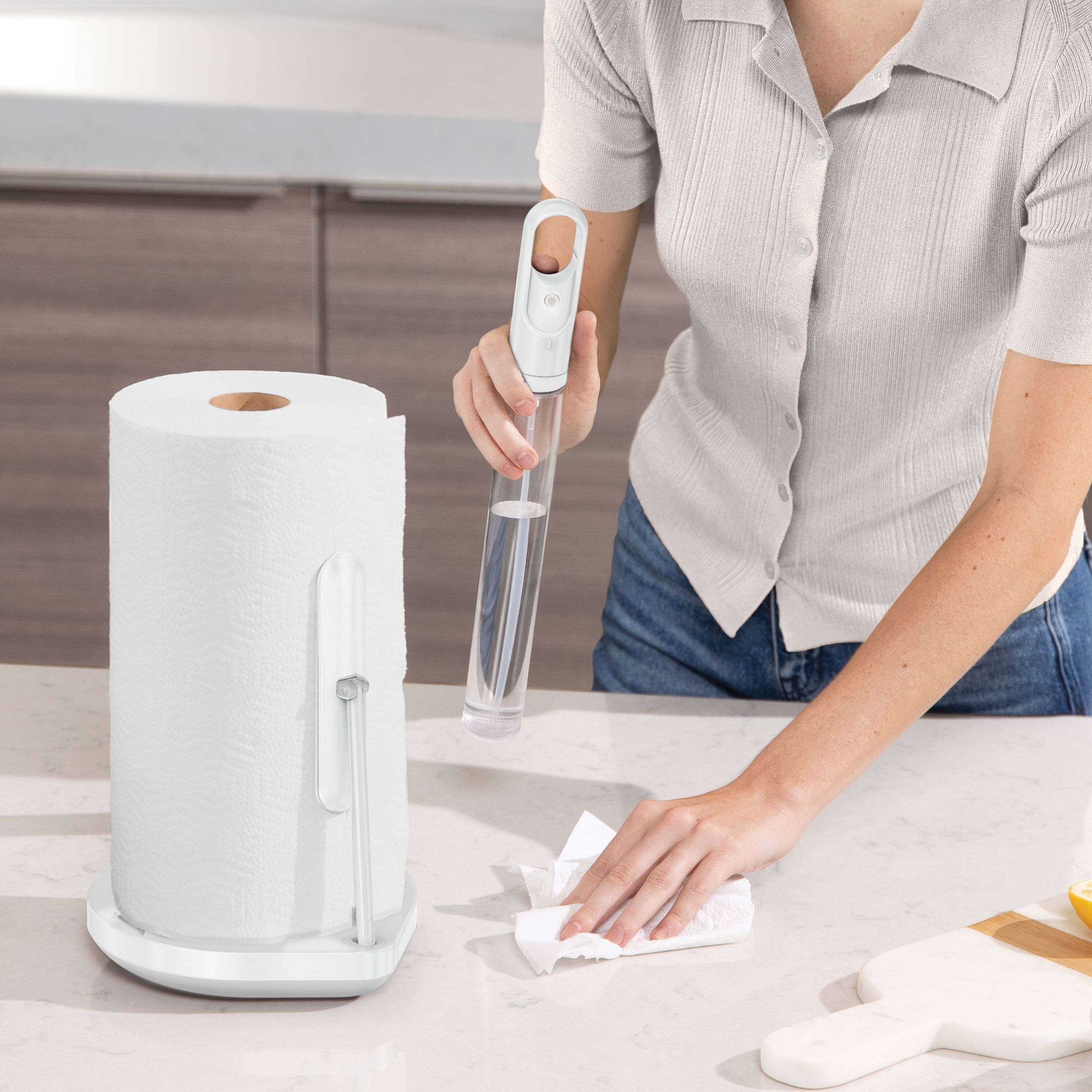 Alt View 1. simplehuman - paper towel holder with spray, white - White.