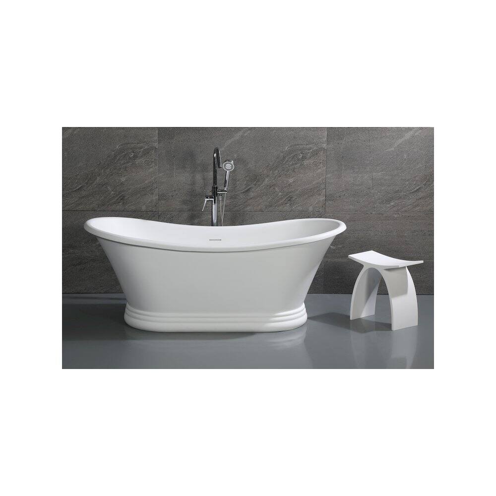 Left. Alfi - Arched White Matte Solid Surface Resin Bathroom / Shower Stool - White.