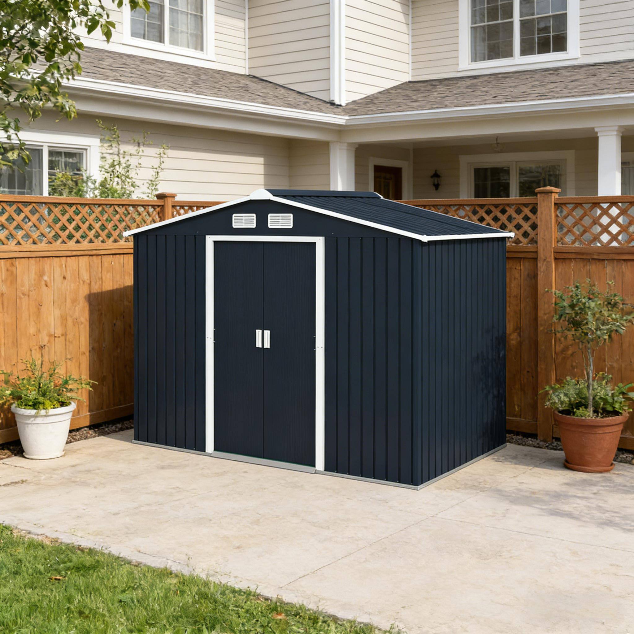 Angle. Anysun - Anysun Foundation Kit Spacious Storage Shed with Vents and Double Sliding Doors, Assembly required - Dark Gray.