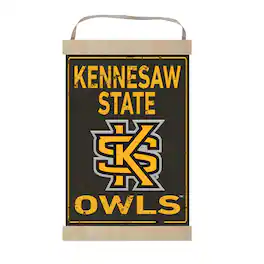 Jardine - Kennesaw State Owls 12'' x 20'' Faux Rust Banner Sign - Yellow