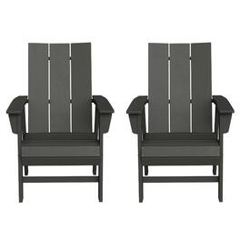 WestinTrends - Ashore Outdoor Patio HDPE Plastic Modern Adirondack Dining Chairs (Set of 2) - Gray