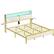 Alt View 11. Bestier - King Size Bed Frame with Upholstered Headboard Built-in Storage LED Lighting and Charging Station - White.