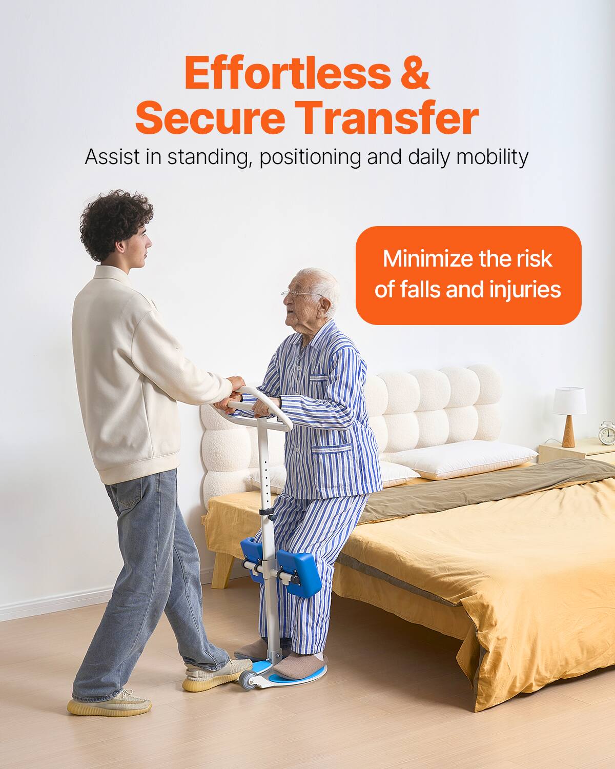Effortless & Secure Transfer

Assist in standing, positioning and daily mobility

Minimize the risk of falls and injuries