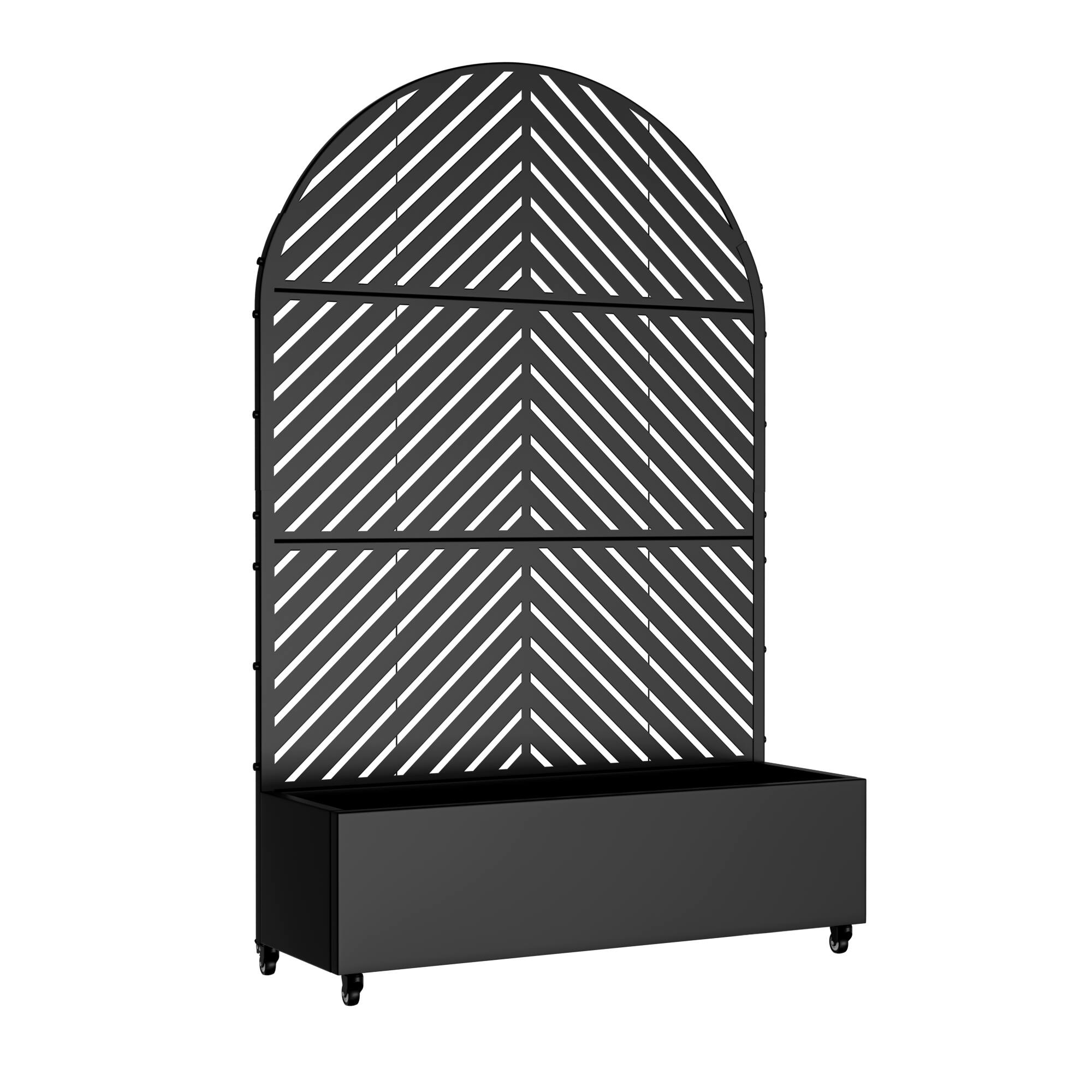 Angle. PexFix - 72 in. H x 47 in. W Parallel Pattern Arch Metal Planter Box Raised Garden Beds with Trellis-Ideal for Balcony - Black.