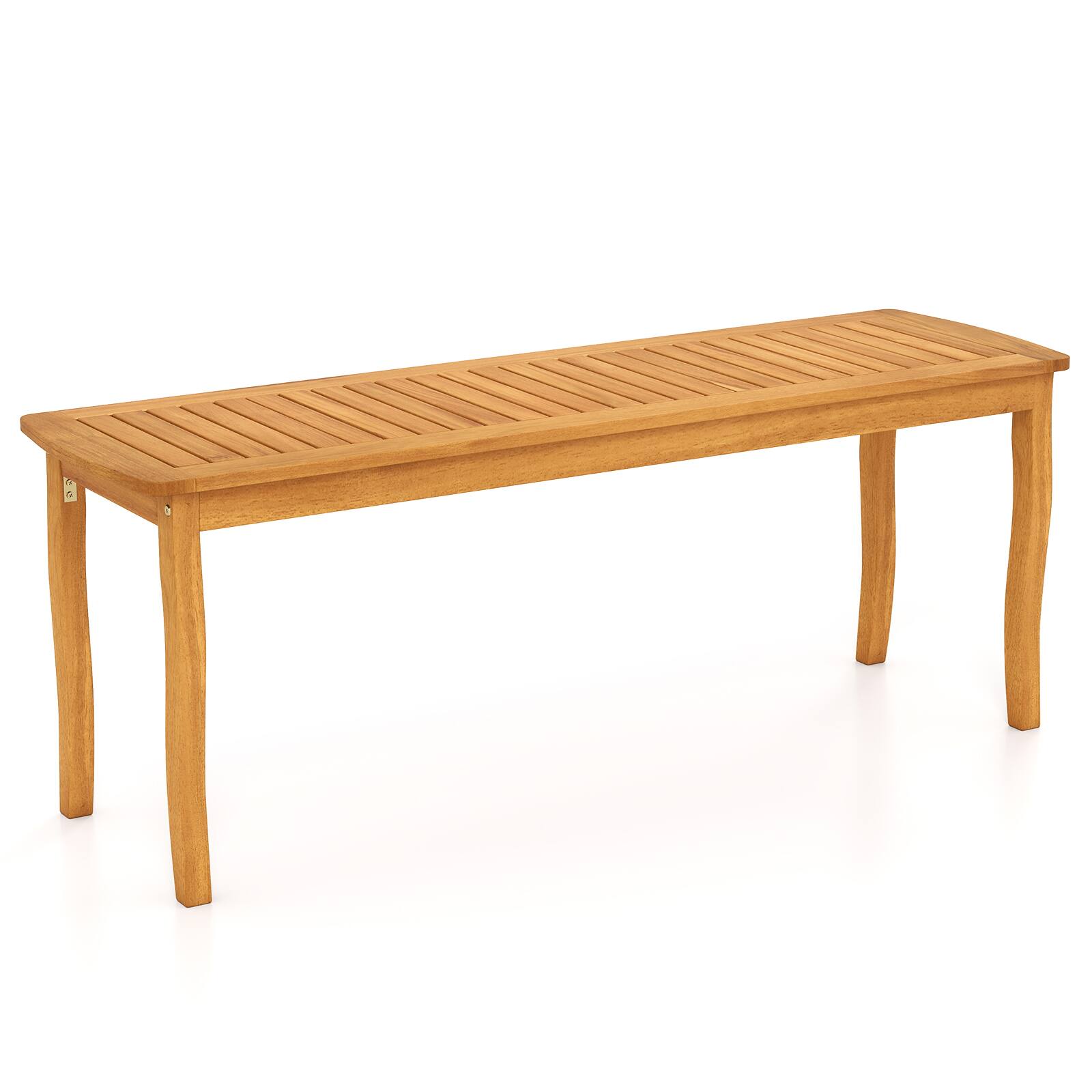 Front. Gymax - Gymax 47'' Long Patio Dining Bench w/ Slatted Seat Backless Wooden Picnic Bench - Yellow.