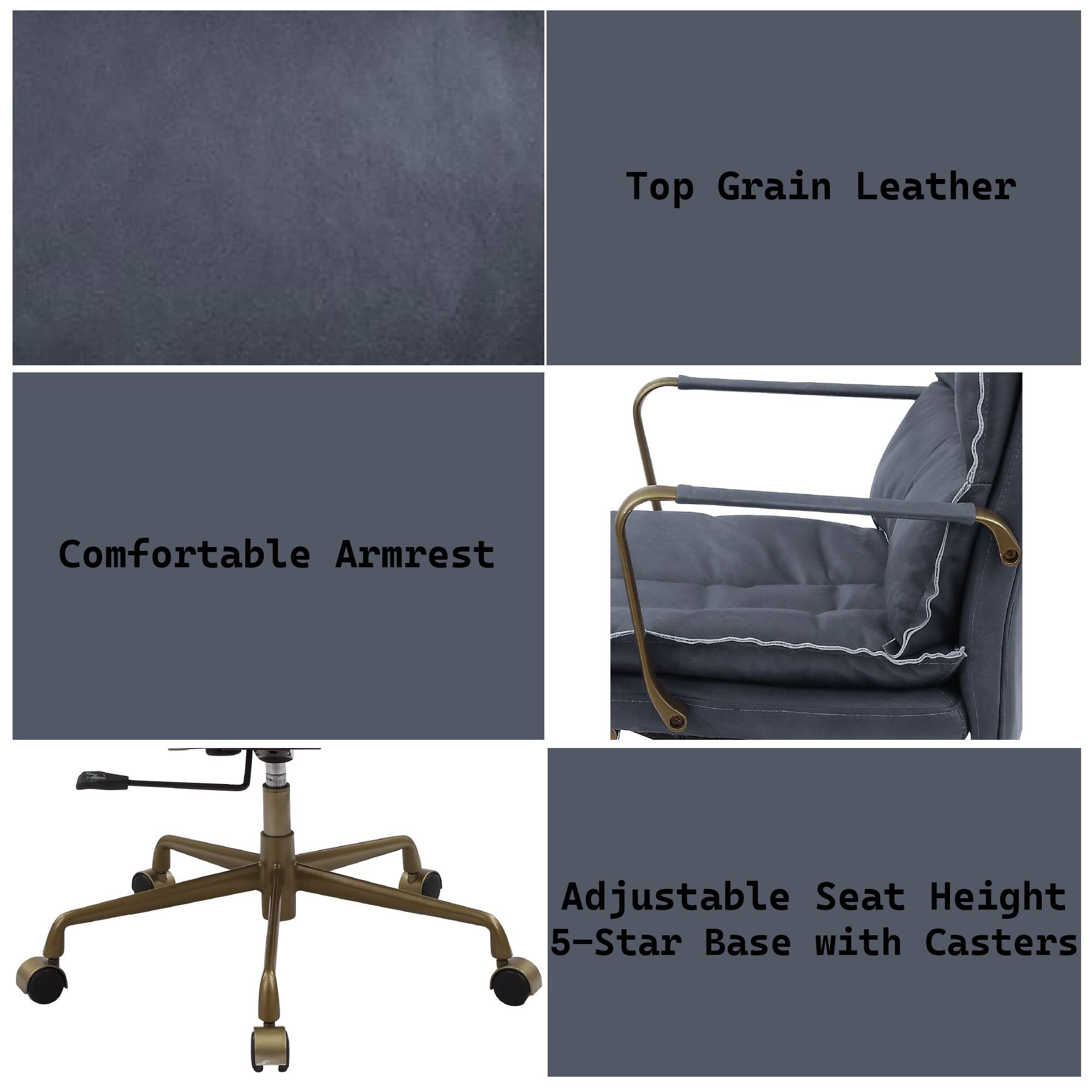 Left. TinyHomie - Tinzud Gray Leather Office Chair - Gray.