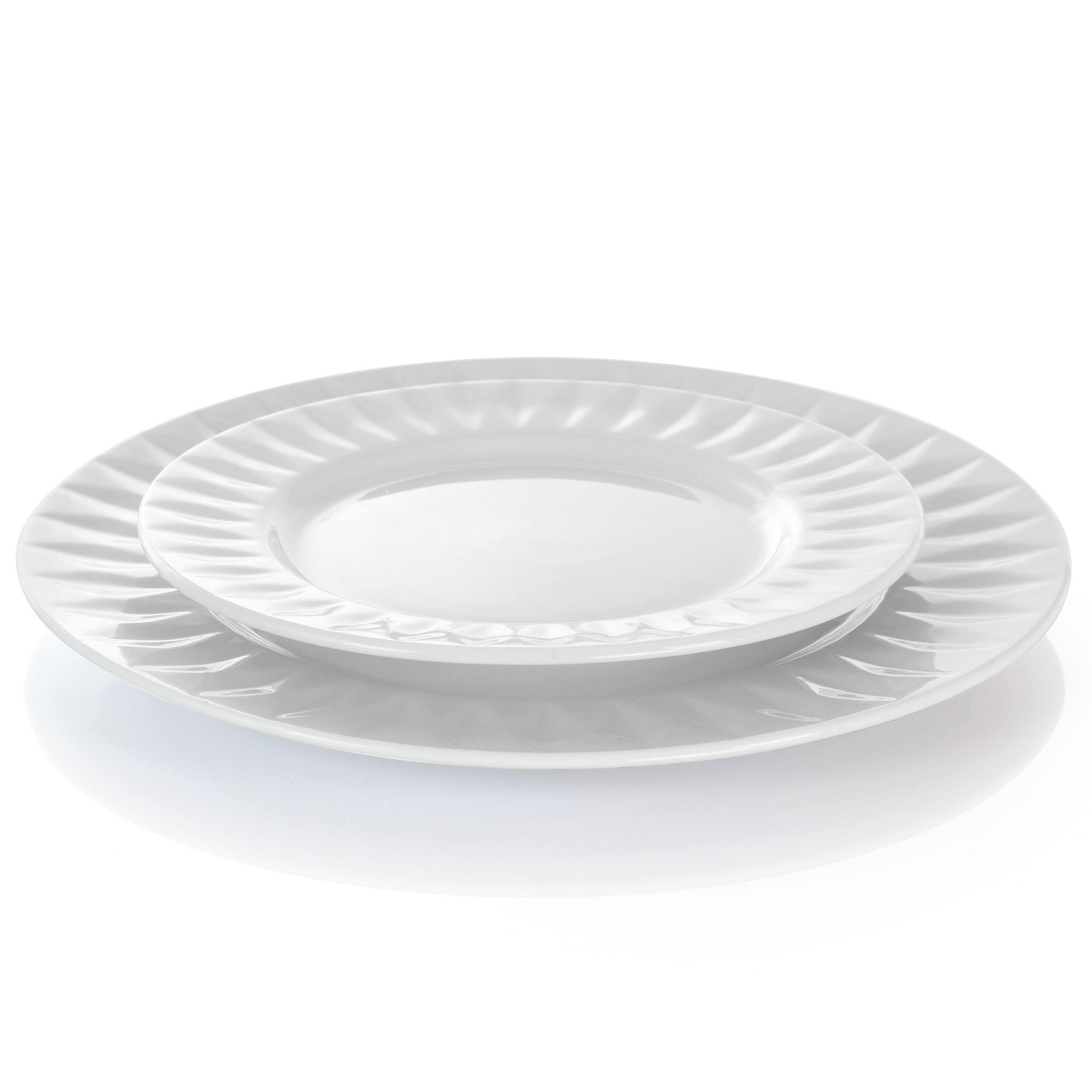 Alt View 10. Elama - Elama Sienna 18 Piece Porcelain Dinnerware Set in White - White.