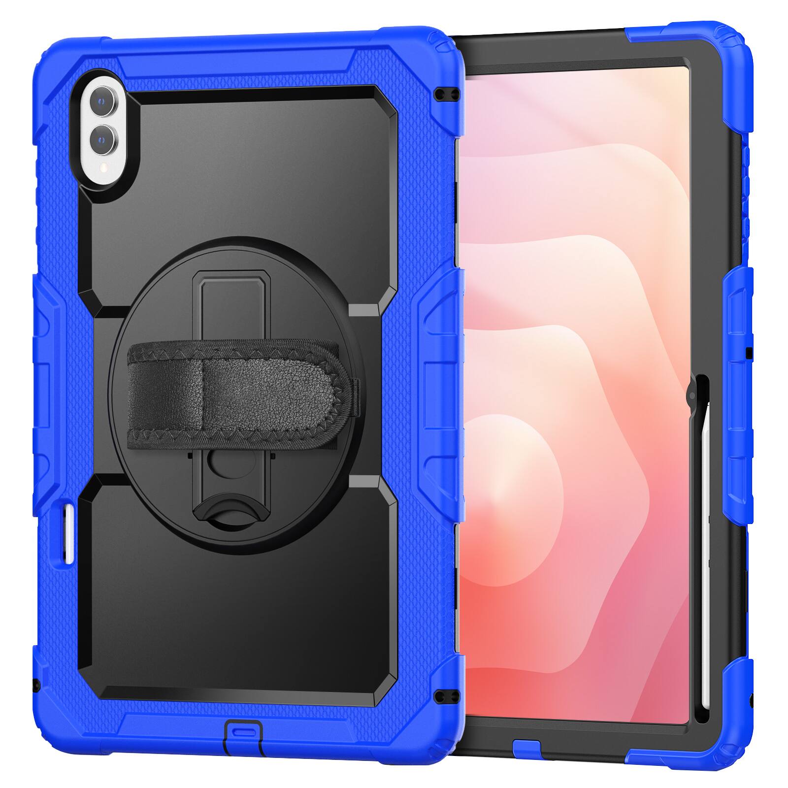 Alt View 6. Dteck - For Samsung Galaxy Tab S12 Ultra/S11 Ultra Shockproof Three-Layer Stand Shoulder Strap Case Built-in Screen Protector - Blue.
