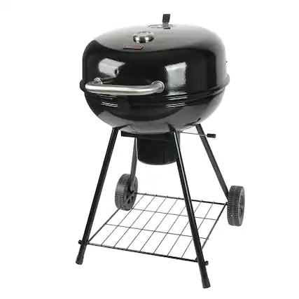 Front. Grill Boss - Grill Boss 22" Kettle Charcoal Grill, Porcelain Lid, Large Cooking Area, Black - Black.