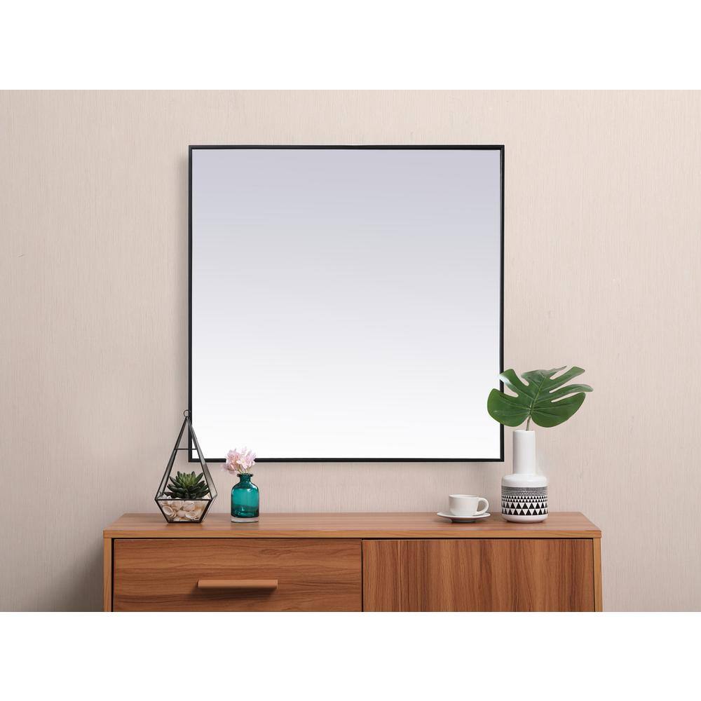 Alt View 3. Elegant Decor - Metal Frame Square Mirror 42 inch in Black - Black.