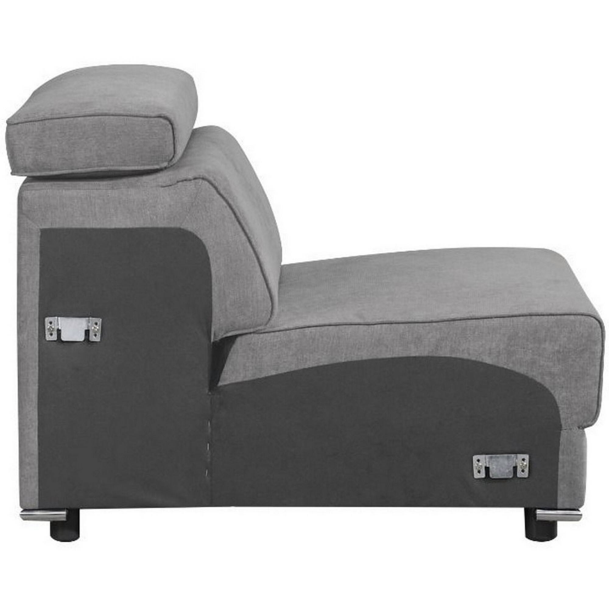 Alt View 2. Manhattan Lane - Fabric Upholstered Modular Armless Chair - Gray.