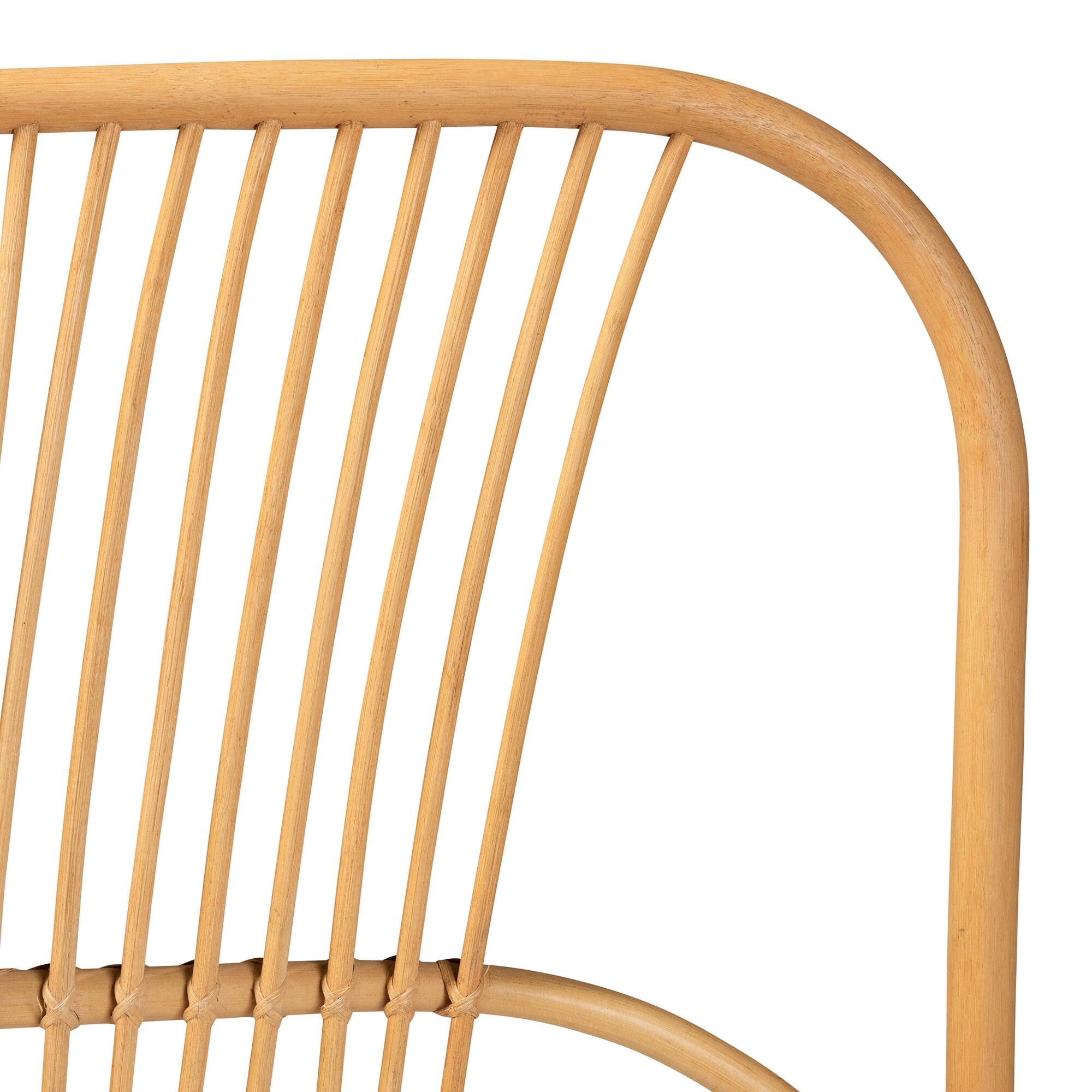 Left. bali & pari - Laina Modern Bohemian Rattan Queen Size Wall-mount Headboard - Natural Brown.