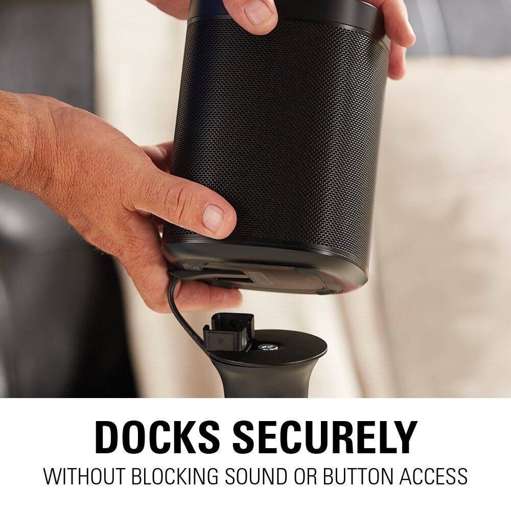 DOCKS SECURELY  
WITHOUT BLOCKING SOUND OR BUTTON ACCESS