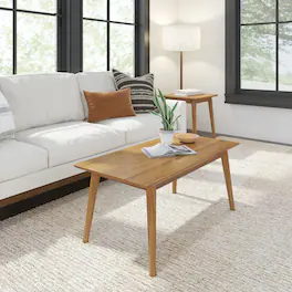 Plank+Beam - Mid-Century Modern Rectangular Coffee Table (40in x 20in / 1020mm x 510mm) - Pecan