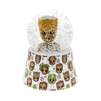 Front. Marvel - Marvel Studios Guardians Of The Galaxy Groot 3-Inch Mini Light-Up Snow Globe - White.