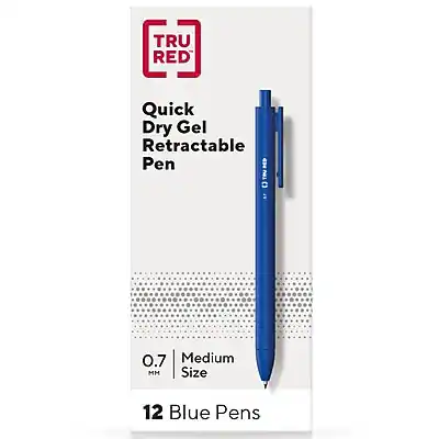 TRU RED Quick Dry Gel Retractable Pen
0.7 Medium Size
12 Blue Pens