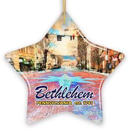 OrnamentallyYou - Historical Bethlehem City Ceramic Ornament Pennsylvania Travel Christmas Keepsake - Multi-colored